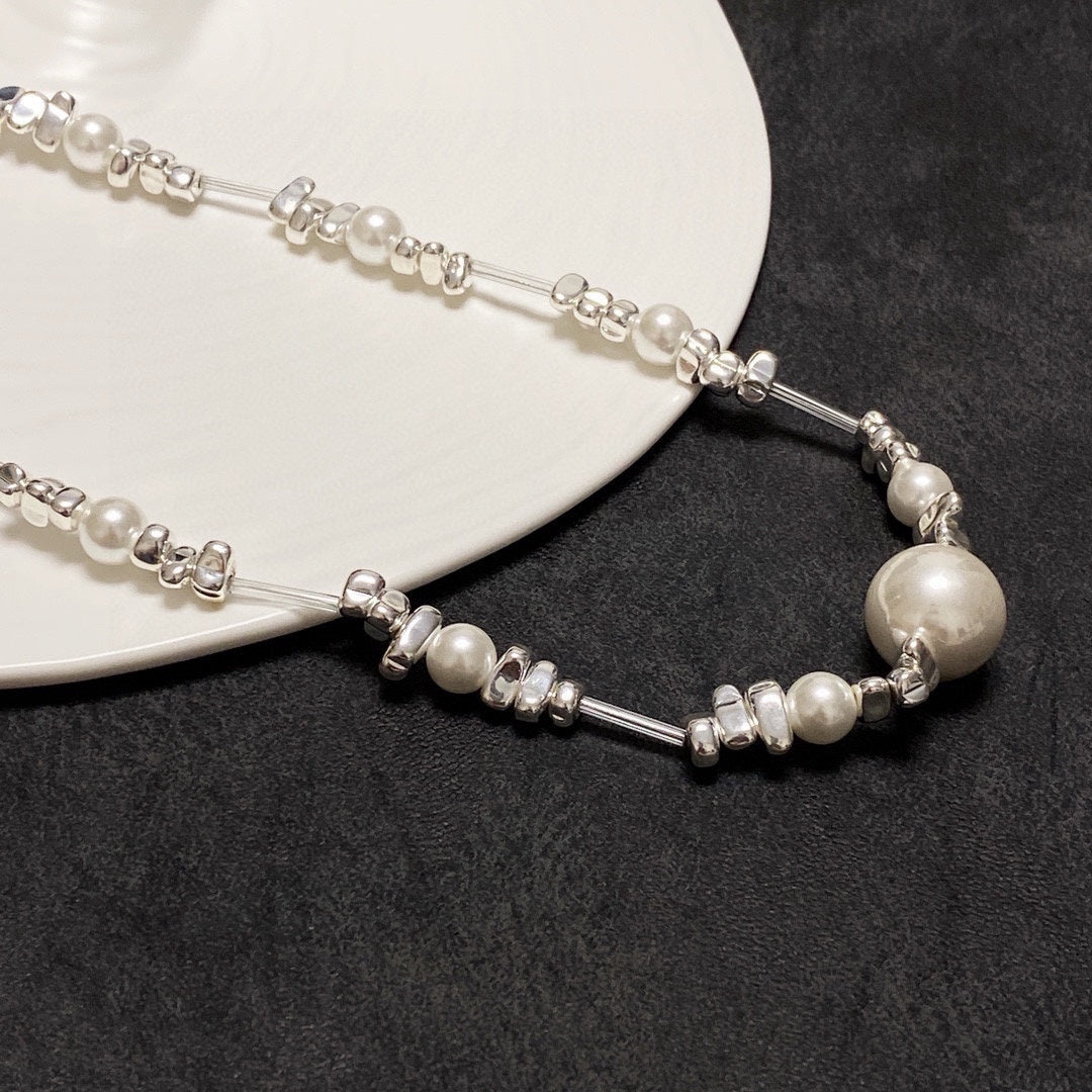 silver pearl Necklace for women - alternate angle view 8