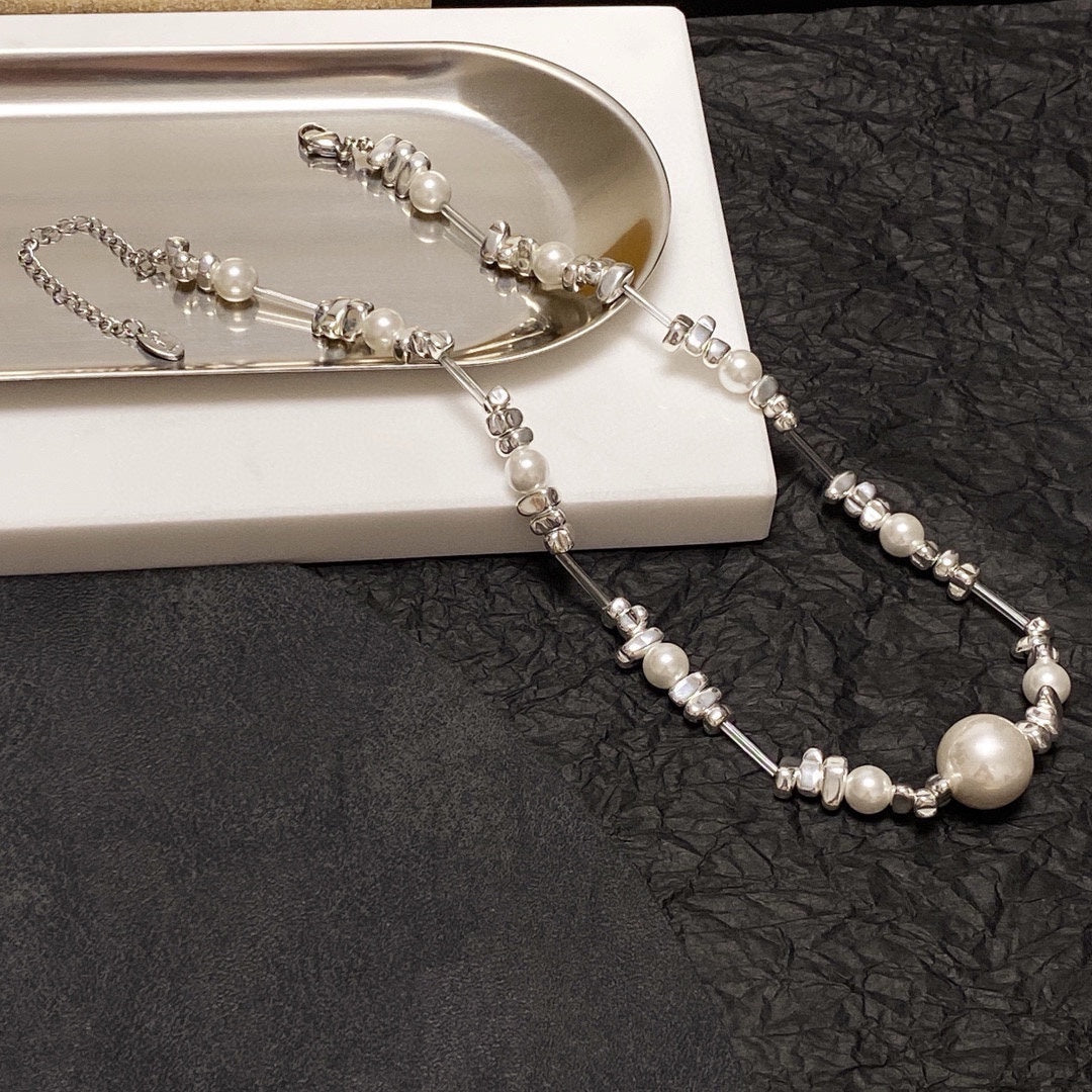 silver pearl Necklace for women - alternate angle view 5