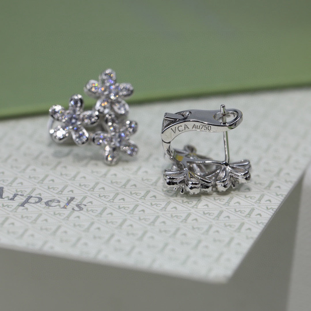 gold sterling silver floral Stud Earrings for women - alternate angle view 7