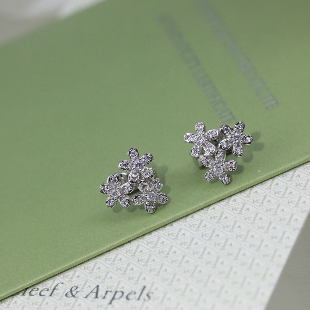 gold sterling silver floral Stud Earrings for women - alternate angle view 6