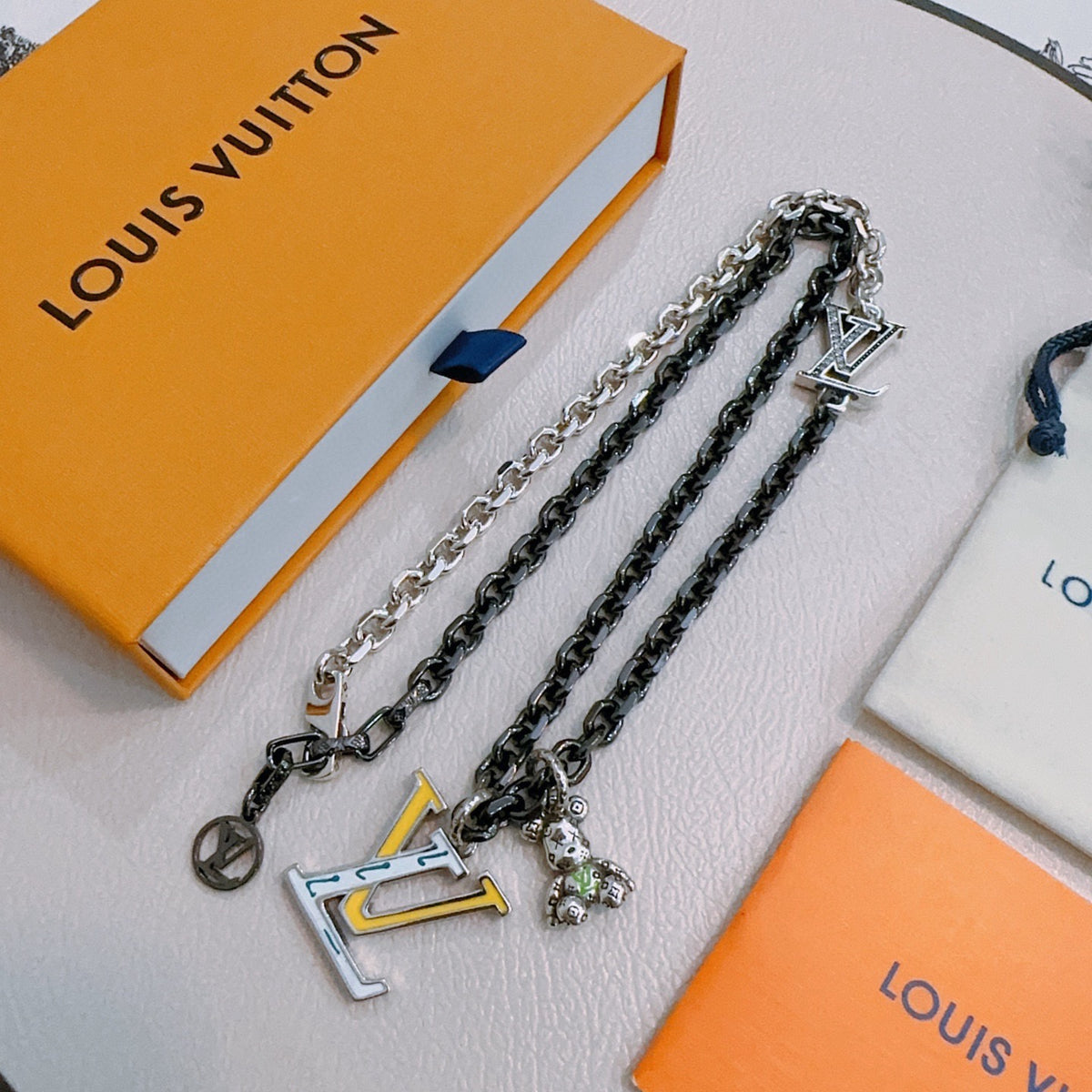 antique chain Necklace for men - alternate angle view 2