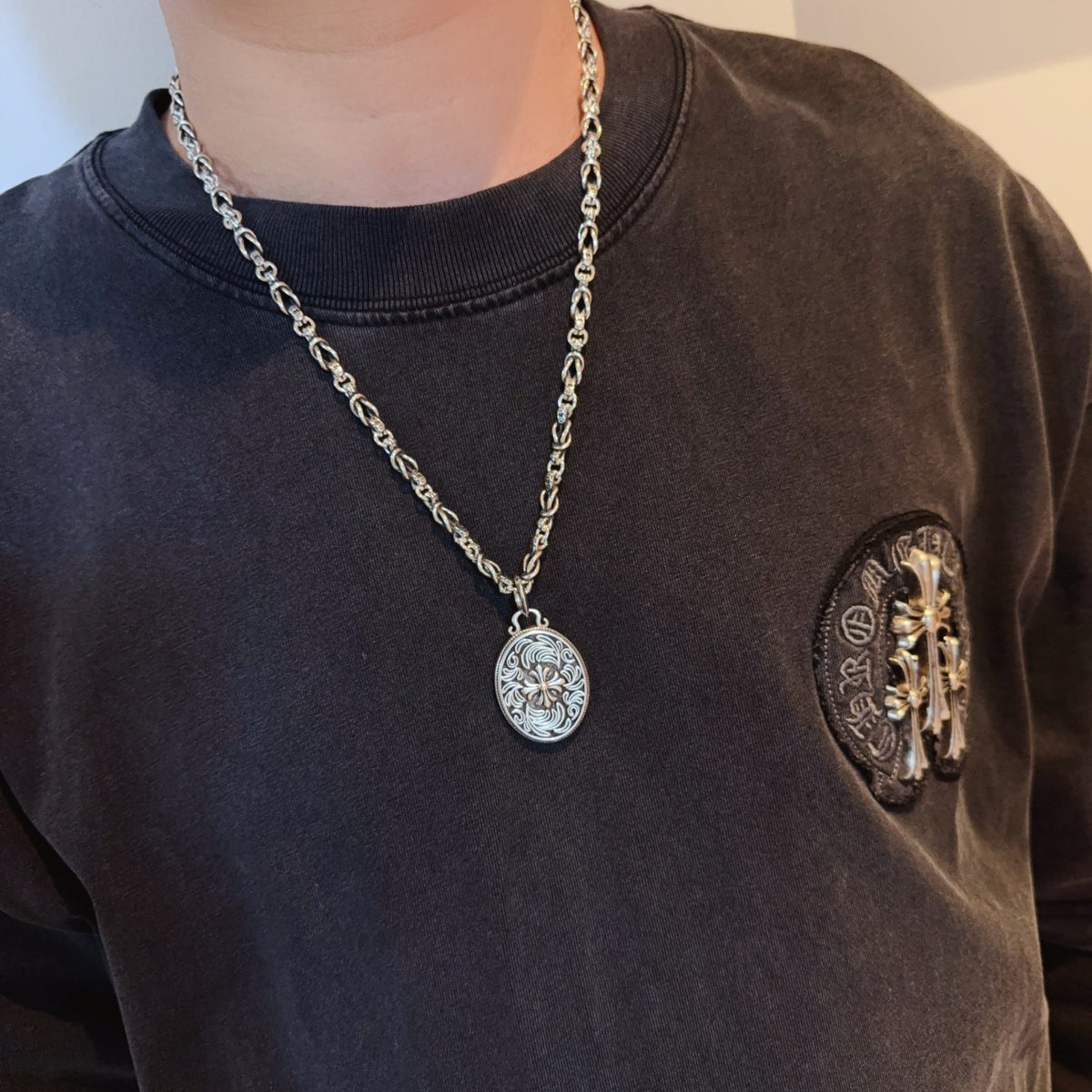 antique cross Pendant for men - alternate angle view 3