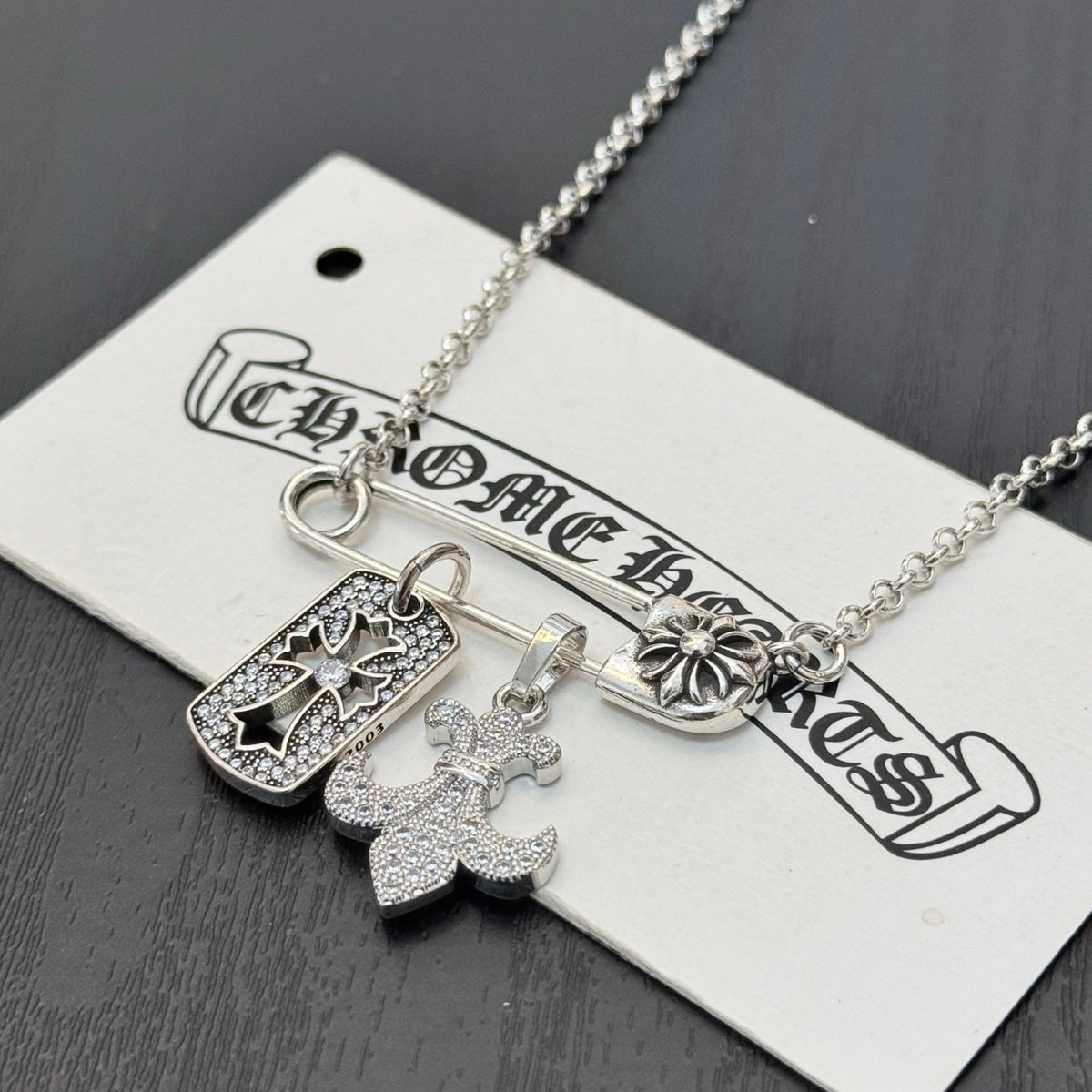 antique crystal cross Pendant for men - alternate angle view 4