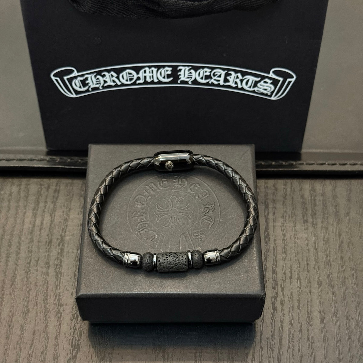 antique leather cross Bangle for women - product detail view