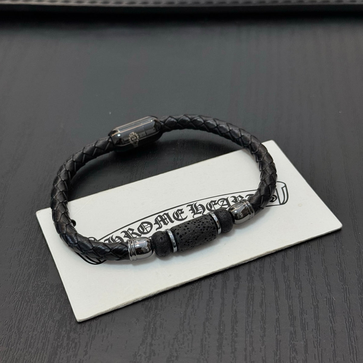antique leather cross Bangle for women - alternate angle view 5