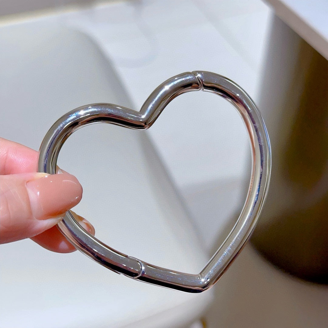 gold gold plated heart Bangle for men - alternate angle view 7