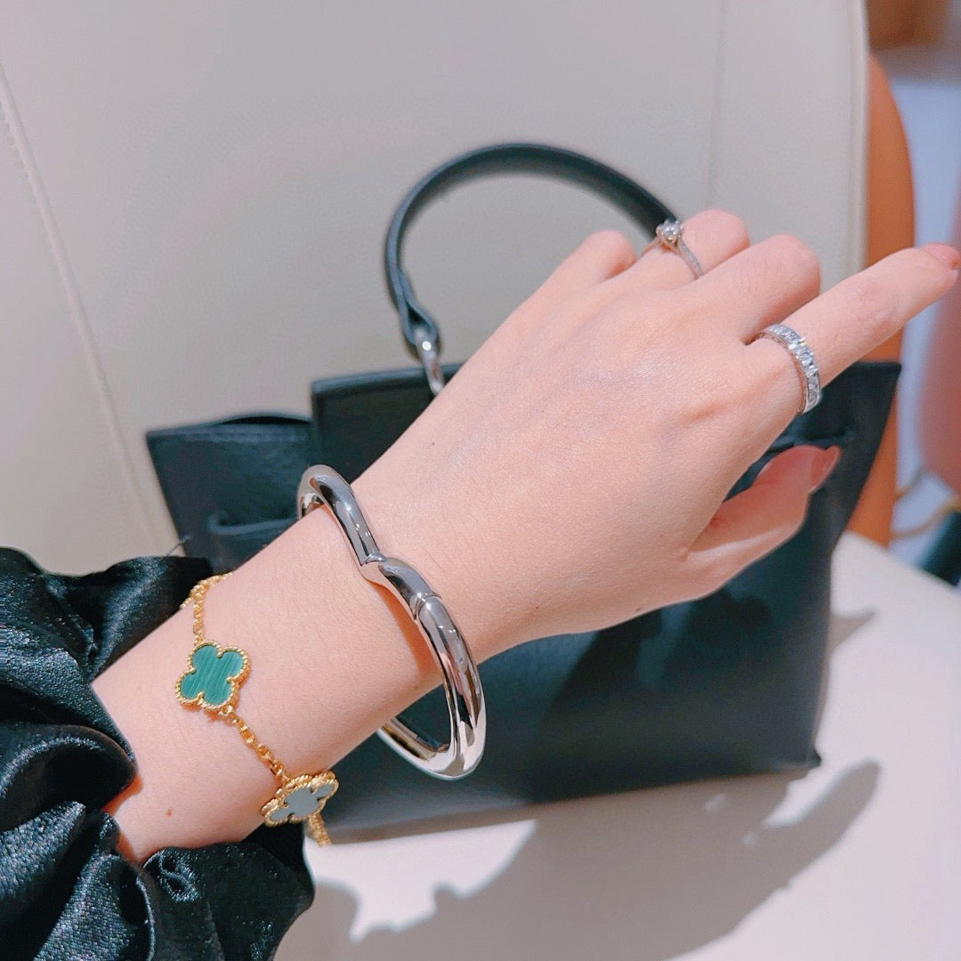 gold gold plated heart Bangle for men - alternate angle view 6