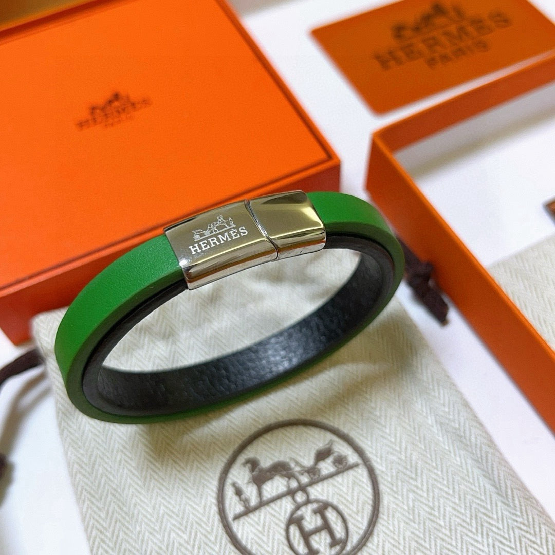 gold genuine leather trendy Bracelet for women - product detail view