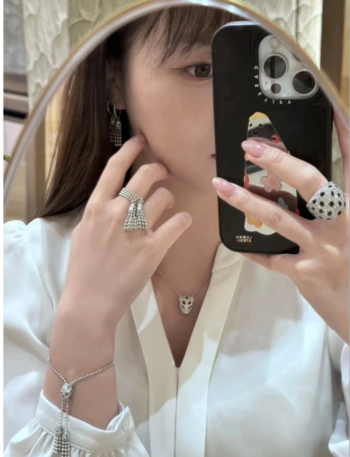 gold brass luxury Necklace for women - alternate angle view 10