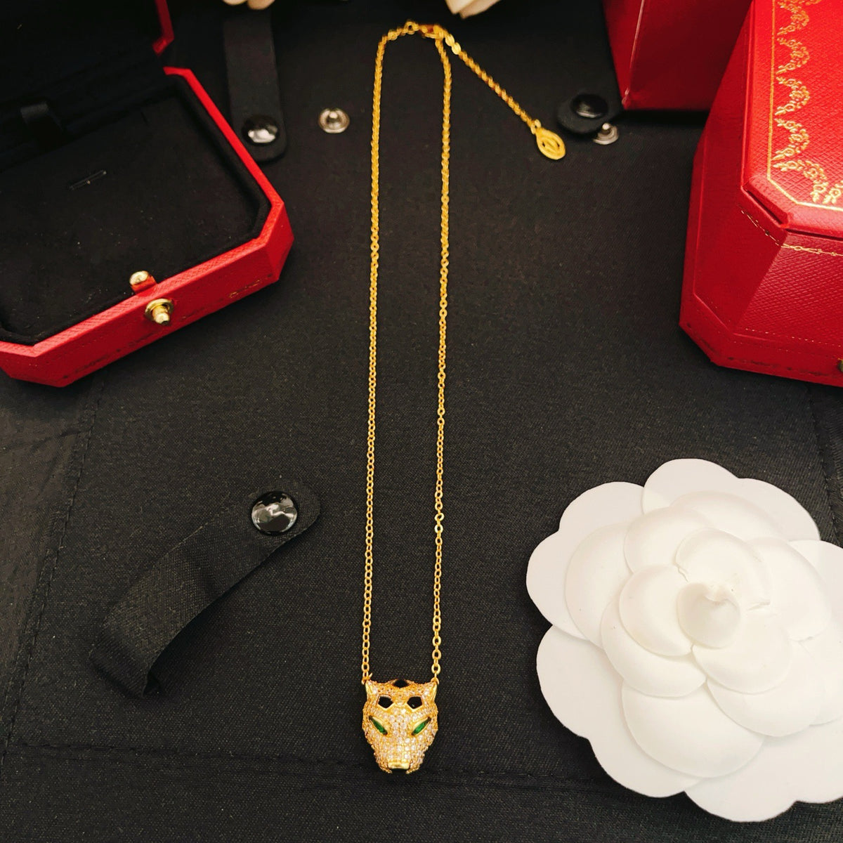 gold brass luxury Necklace for women - alternate angle view 3