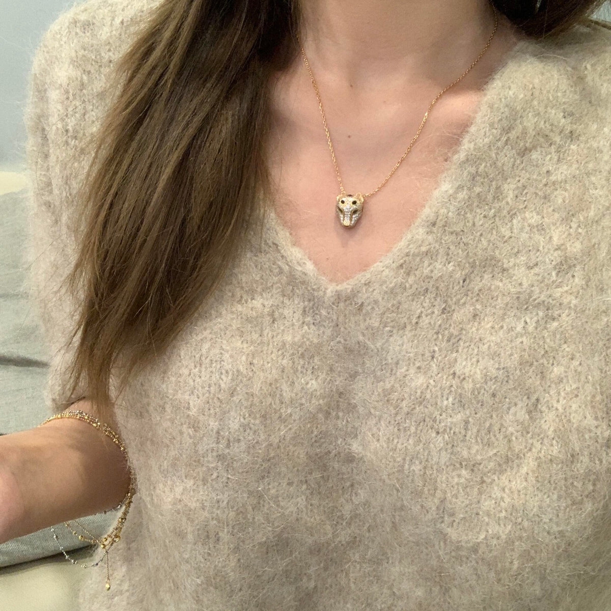 gold brass luxury Necklace for women - alternate angle view 8