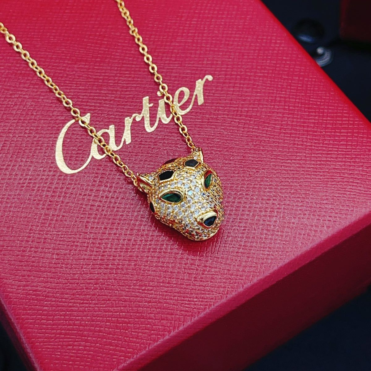 gold brass luxury Necklace for women - product detail view