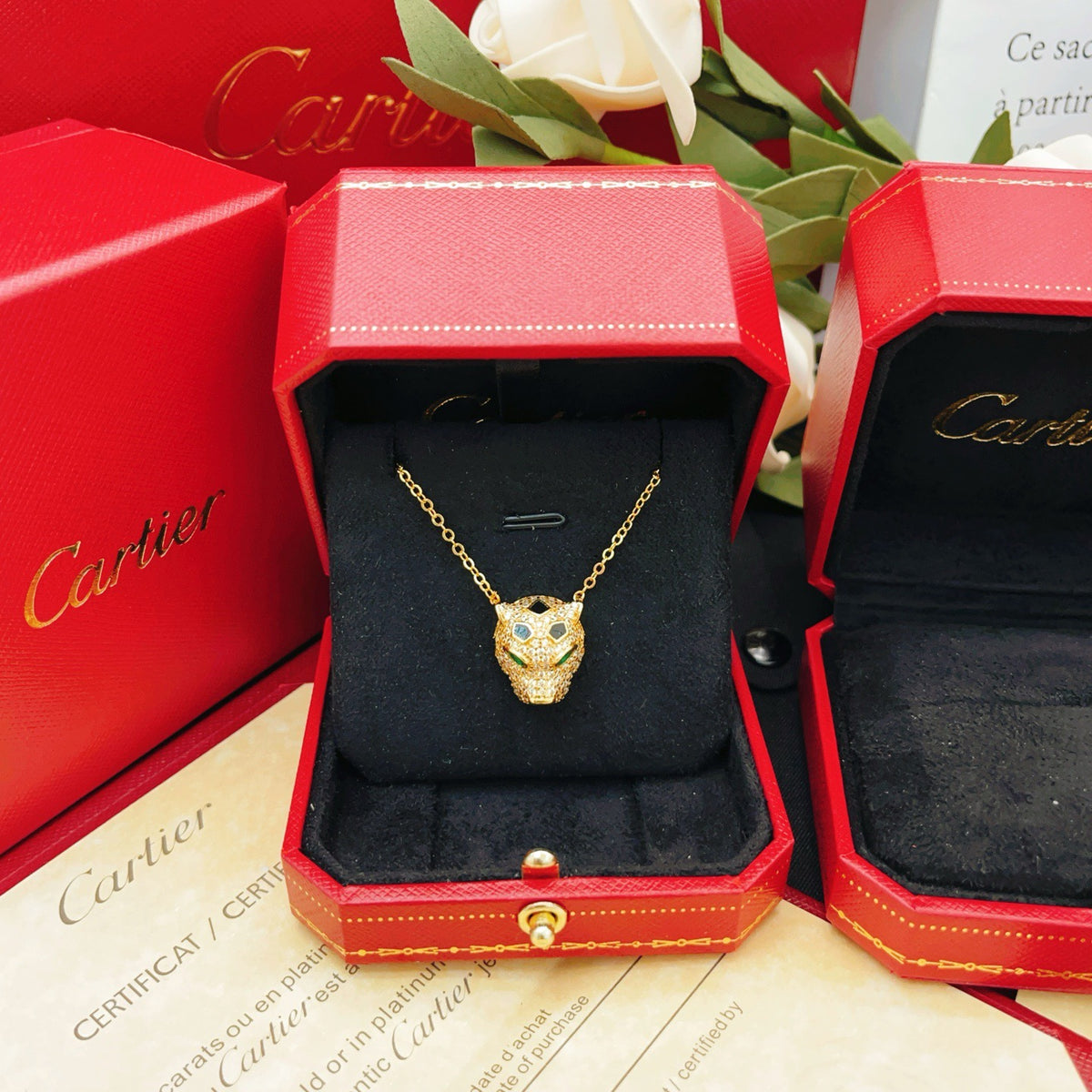 gold brass luxury Necklace for women - alternate angle view 2