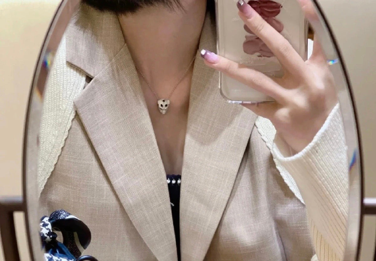 gold brass luxury Necklace for women - alternate angle view 9