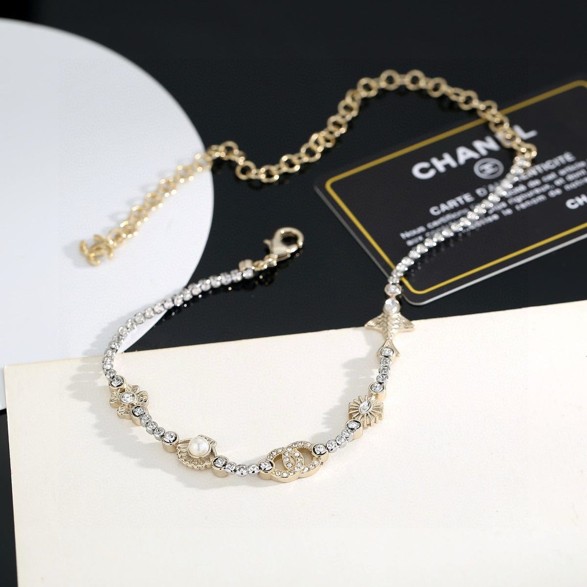 gold brass double c Pendant for women - alternate angle view 5