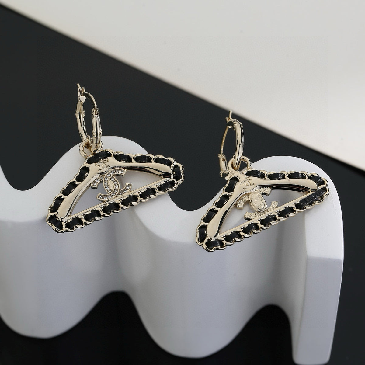 yellow brass Stud Earrings for women - alternate angle view 2
