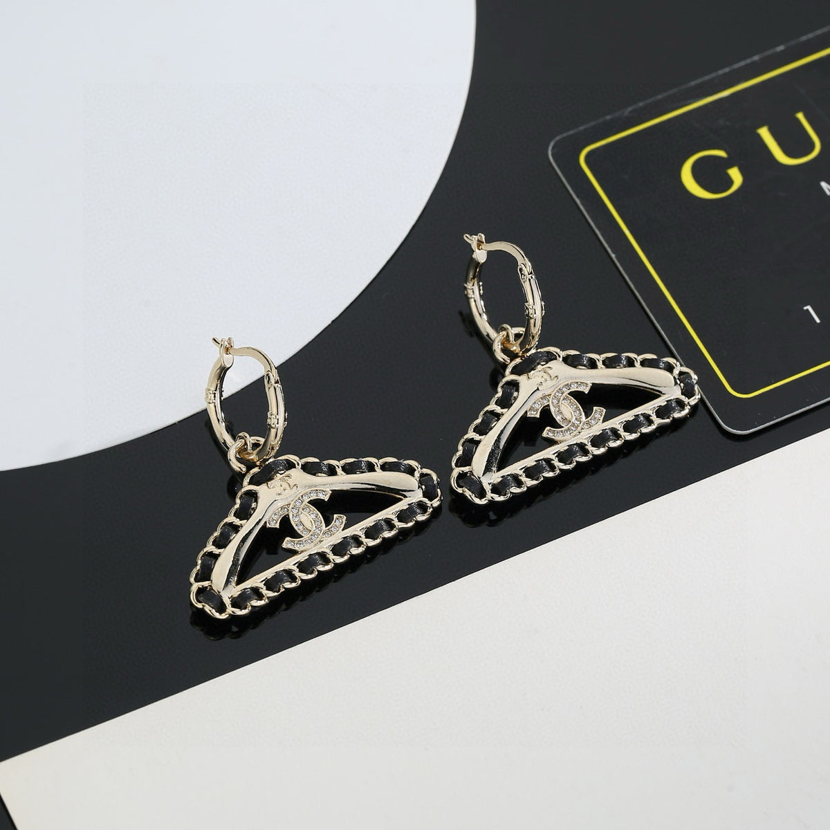 yellow brass Stud Earrings for women - alternate angle view 4