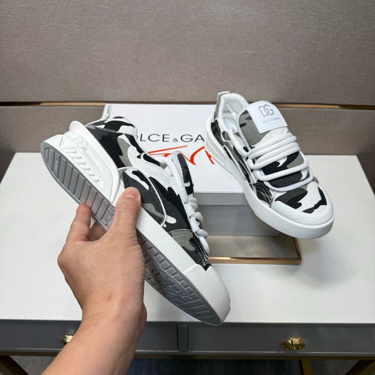 Dolce & Gabbana DG Couple's Multi-Material Casual Sneakers 4 Colors