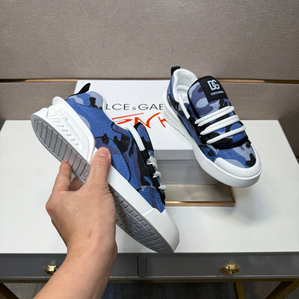 Dolce & Gabbana DG Couple's Multi-Material Casual Sneakers 4 Colors