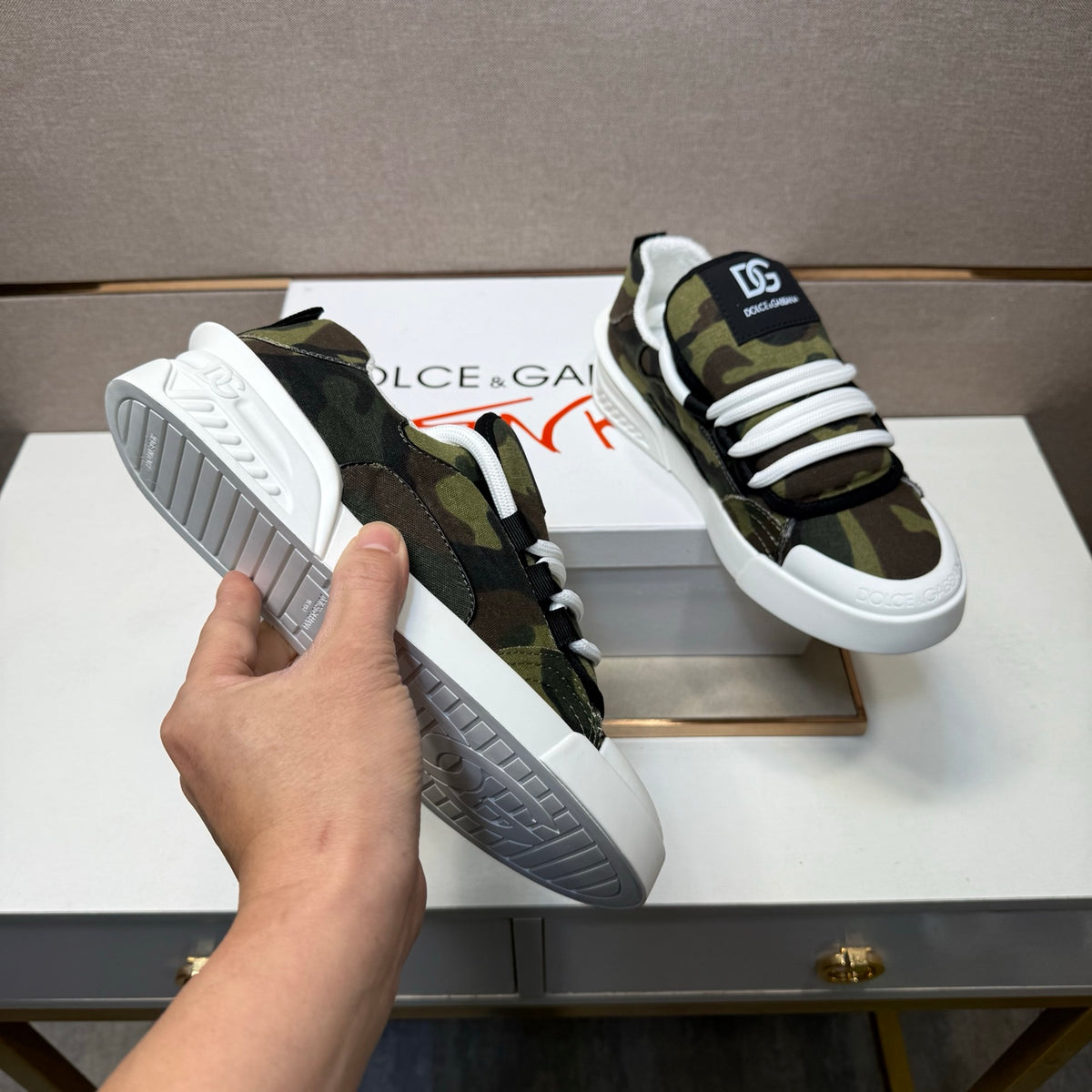 Dolce & Gabbana DG Couple's Multi-Material Casual Sneakers 4 Colors