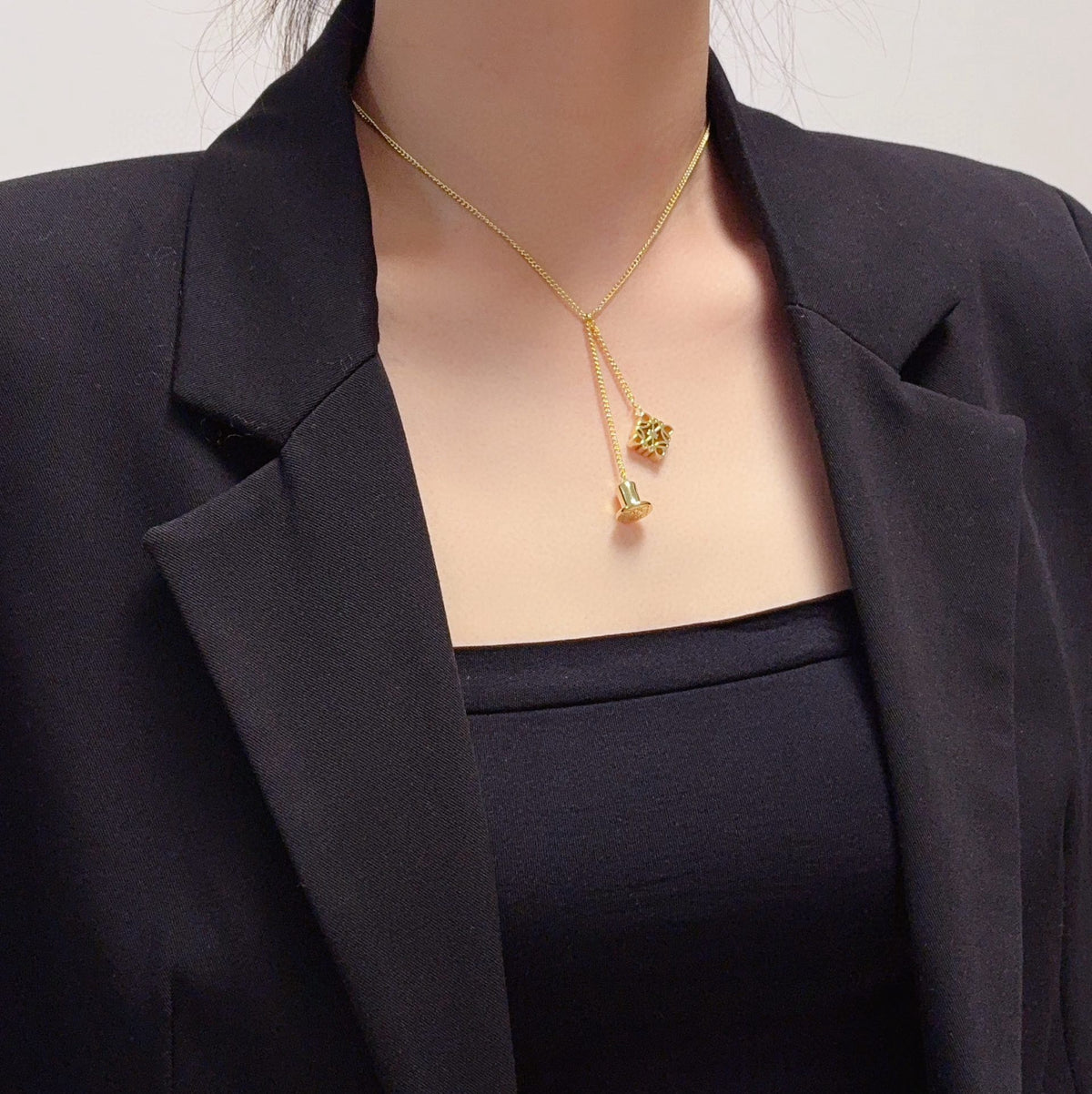 gold floral Necklace for men - alternate angle view 9