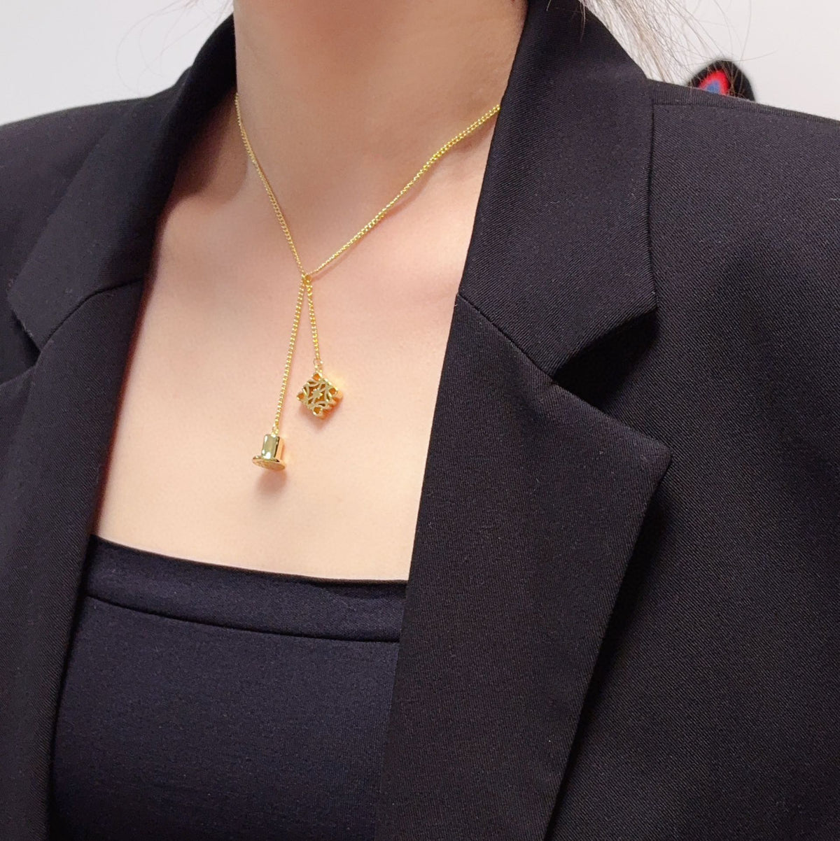 gold floral Necklace for men - alternate angle view 8