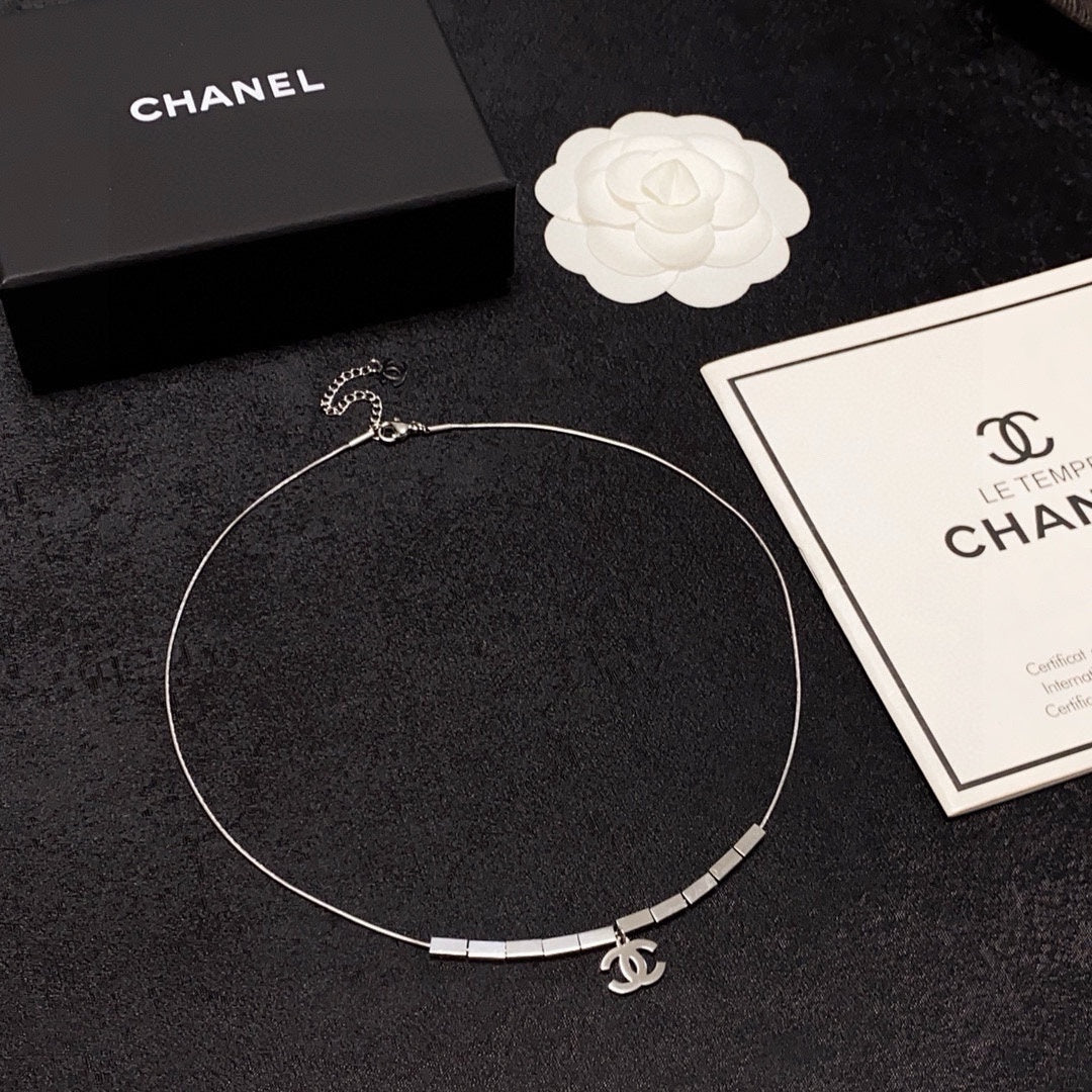 silver double c Pendant for women - alternate angle view 6