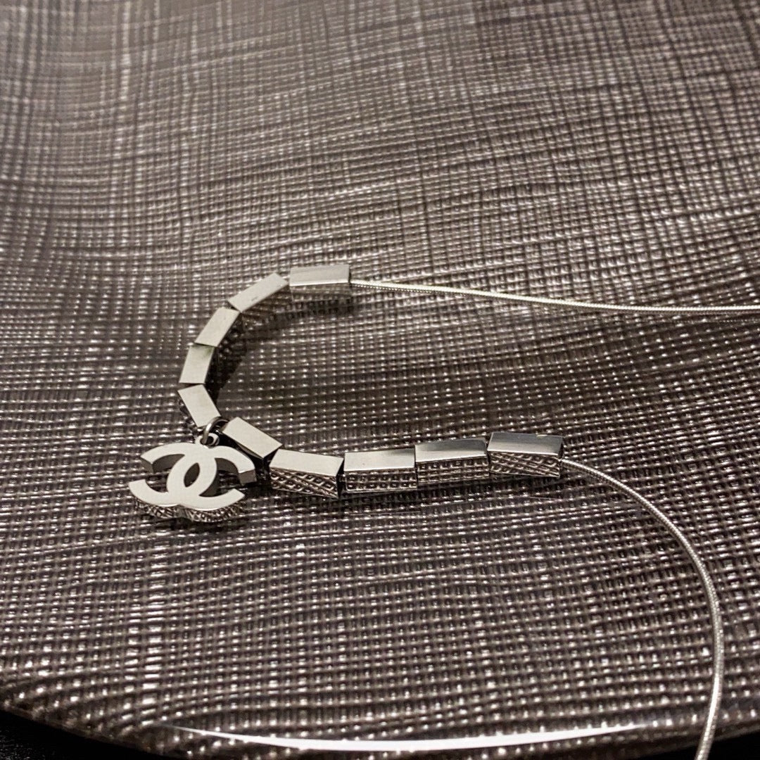 silver double c Pendant for women - alternate angle view 7