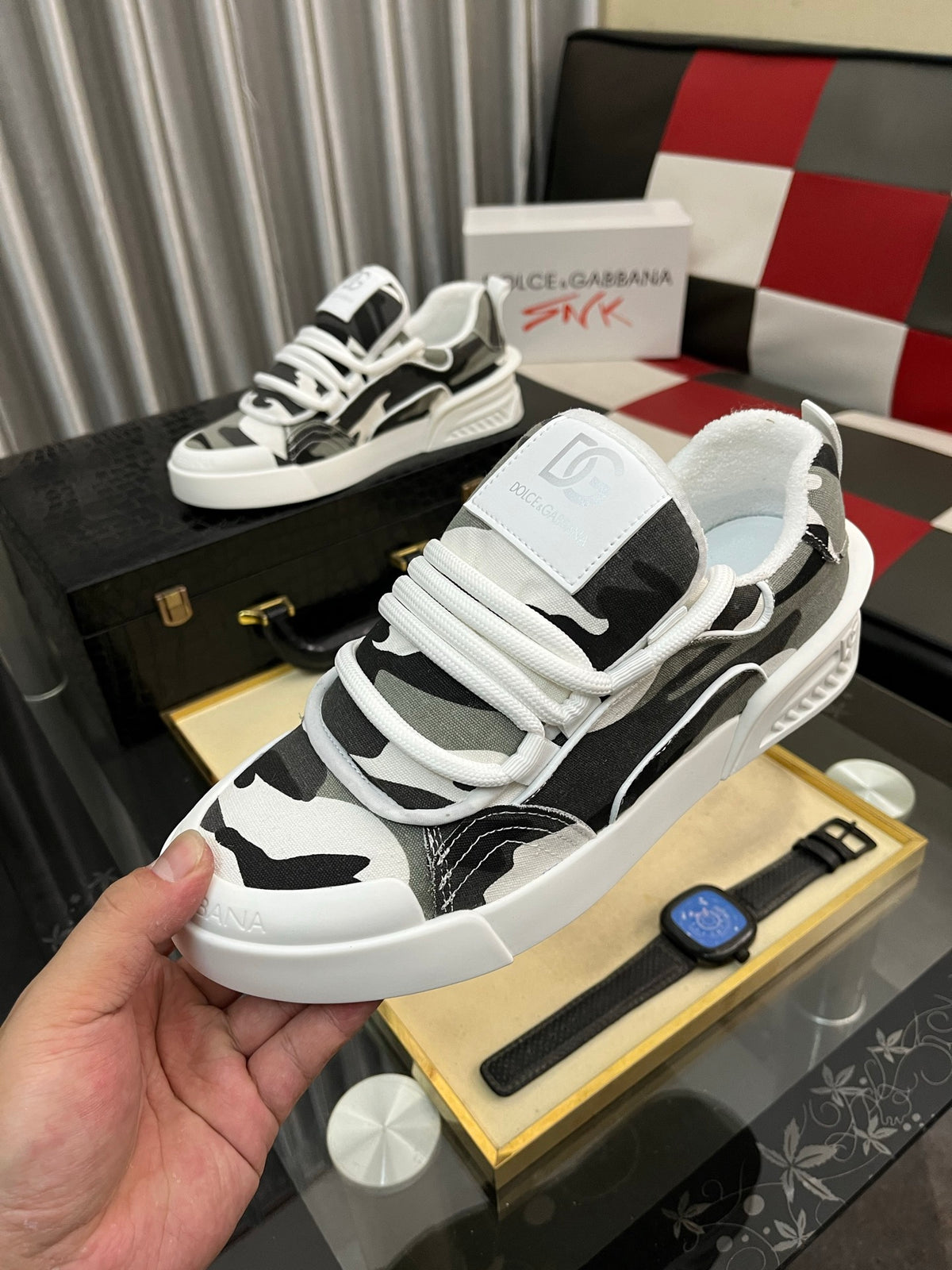 Dolce & Gabbana DG Silk Calfskin & Nubuck Casual Sneakers