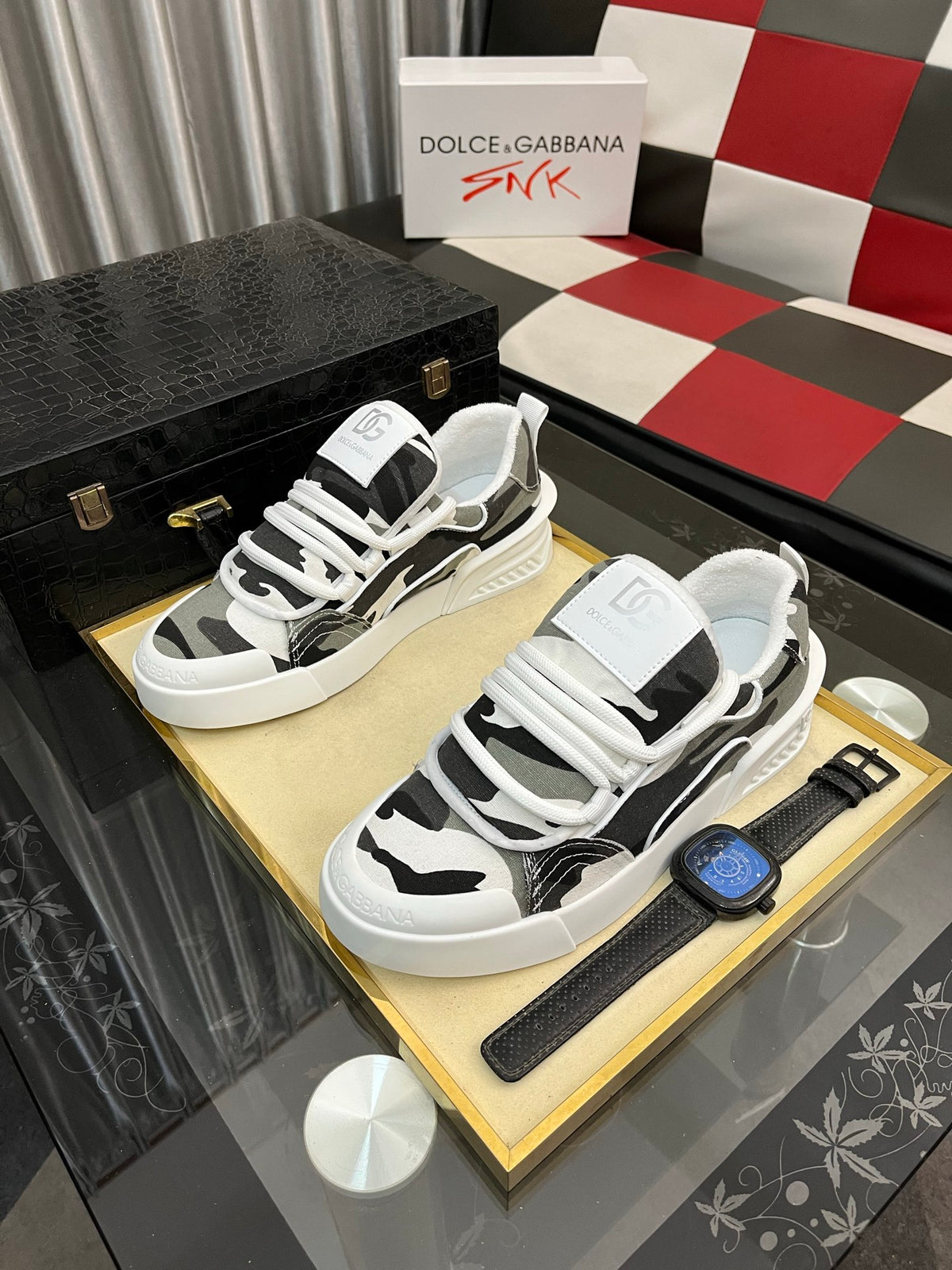 Dolce & Gabbana DG Silk Calfskin & Nubuck Casual Sneakers