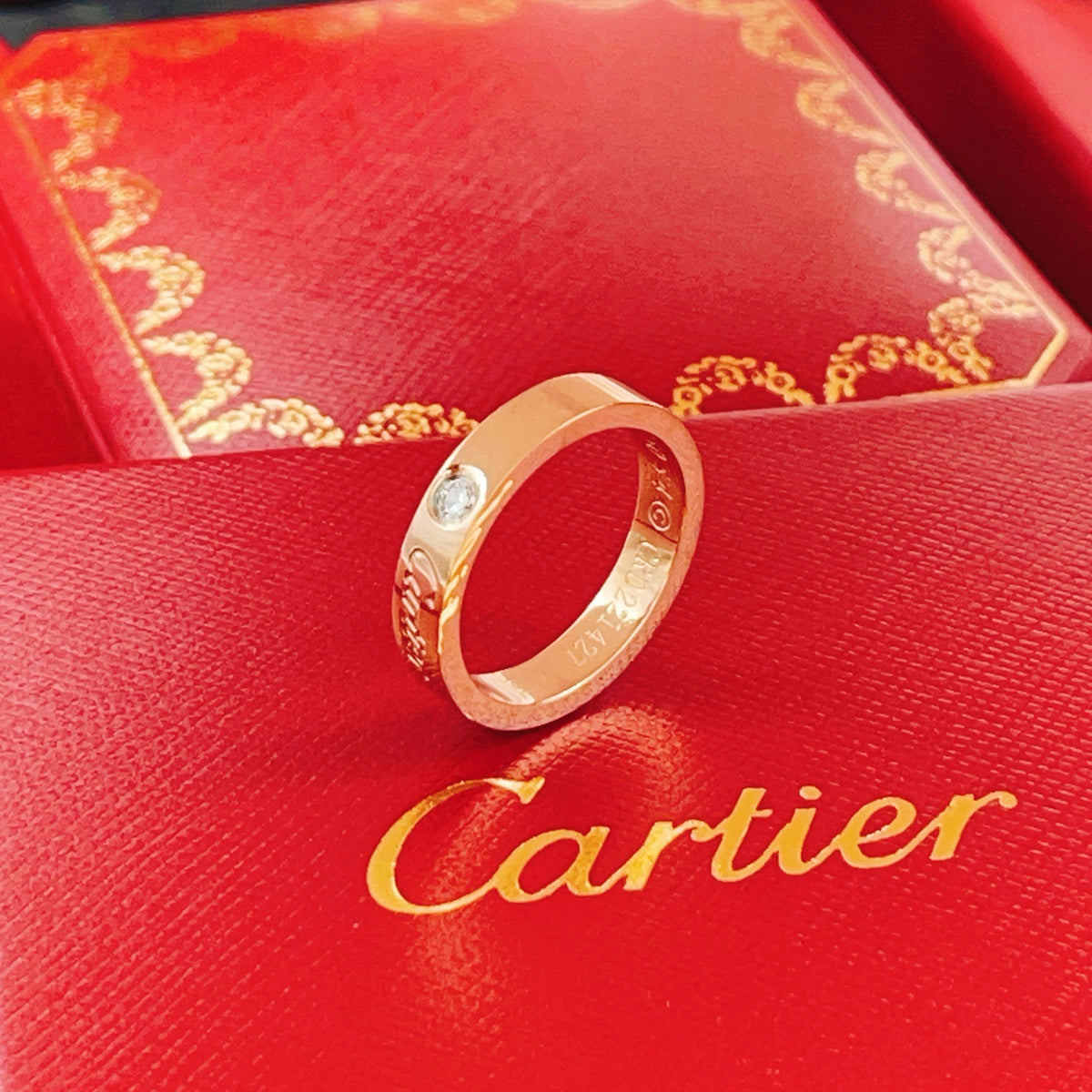 rose gold brass rose Ring for women - alternate angle view 3