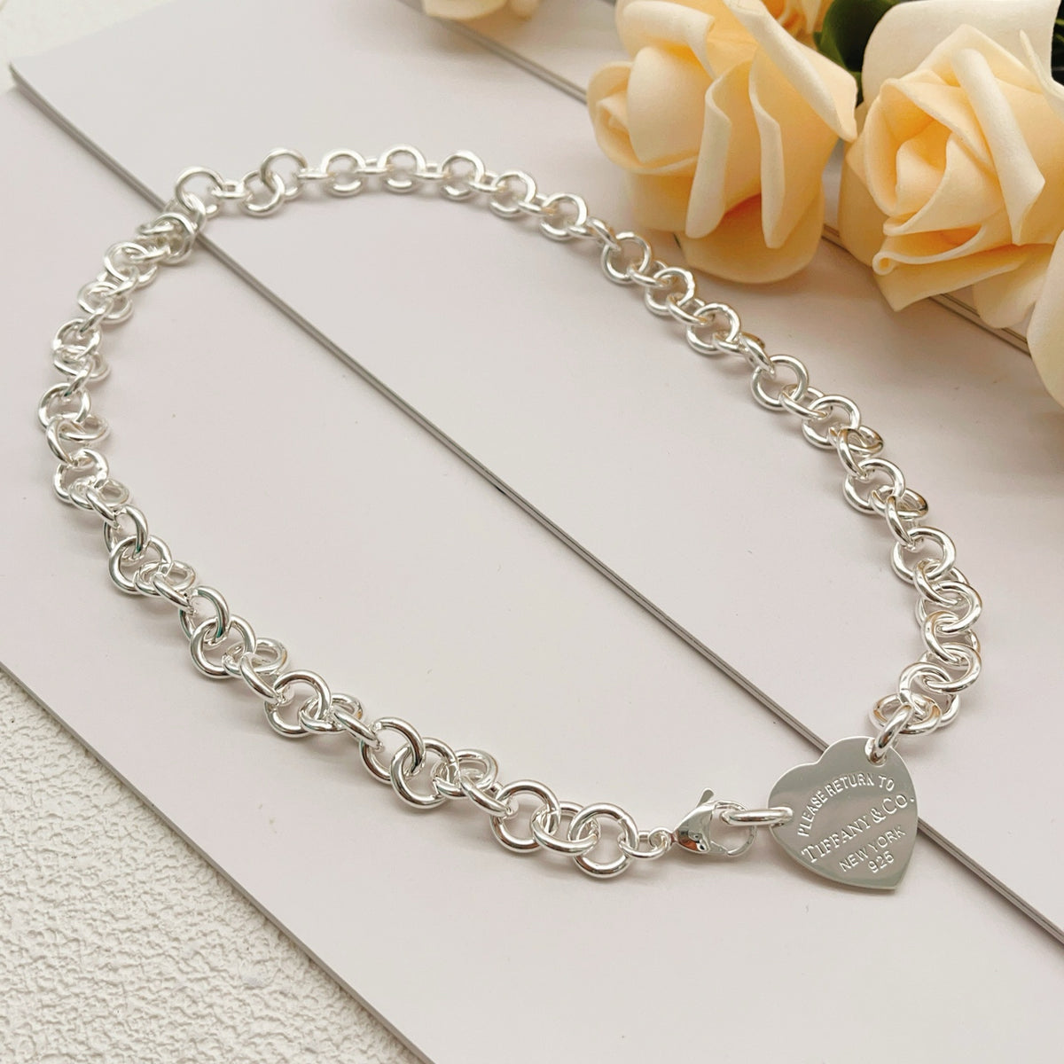 silver brass heart Necklace for women - alternate angle view 6