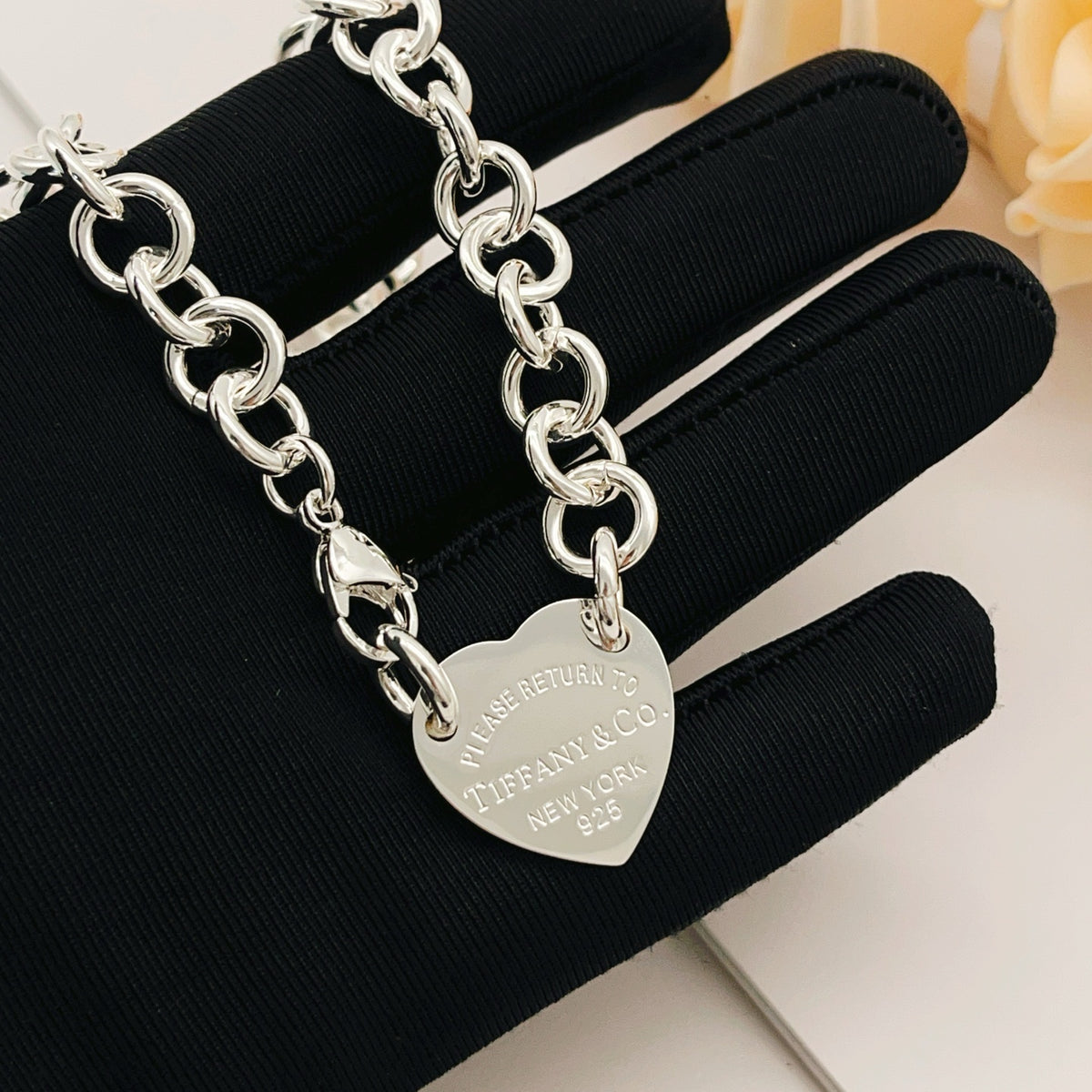 silver brass heart Necklace for women - alternate angle view 4