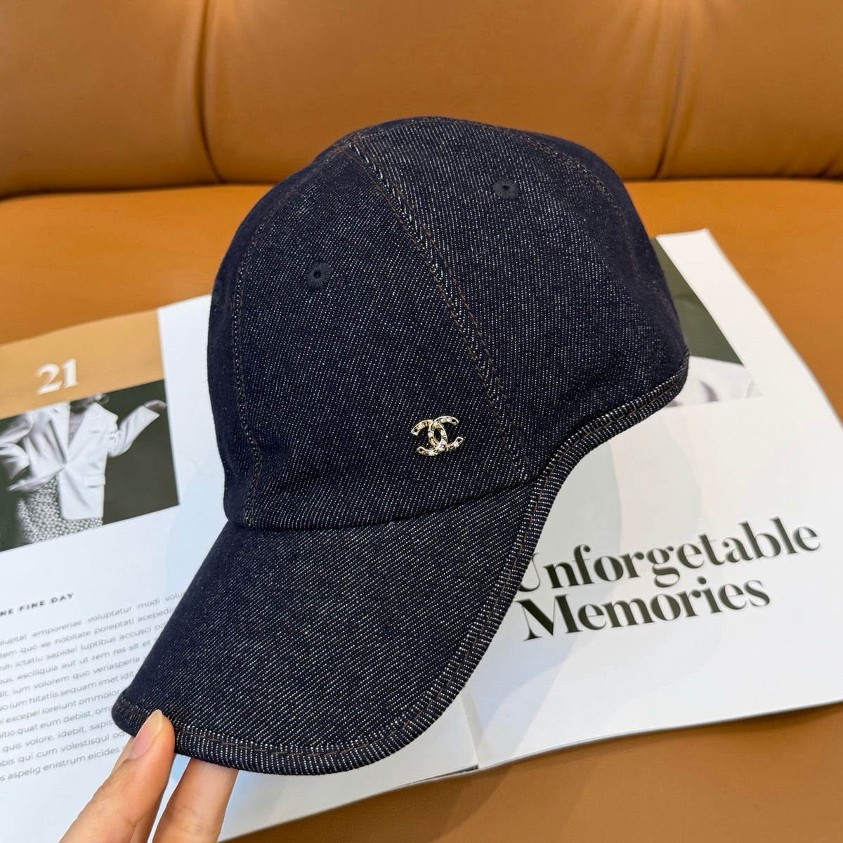 denim double c Baseball Cap for women - alternate angle view 2