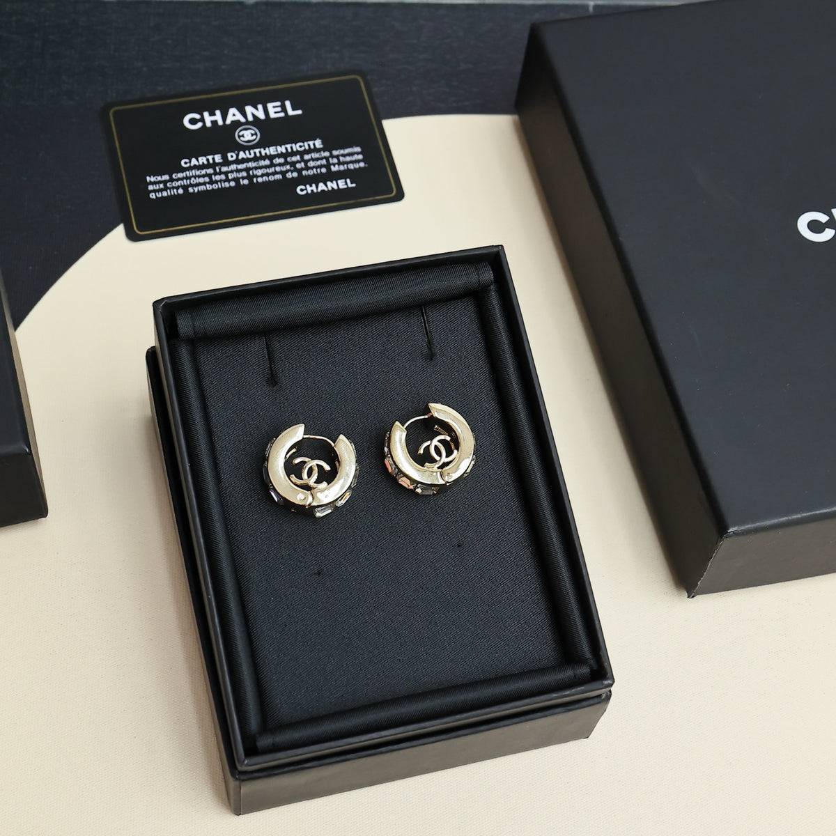 clear crystal double c Drop Earrings for women - alternate angle view 4