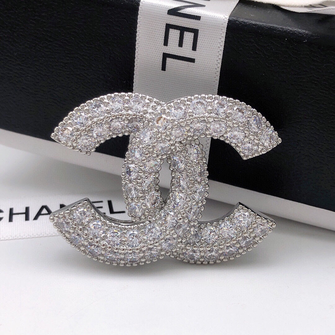 silver pearl inlaid Brooch for women - alternate angle view 3