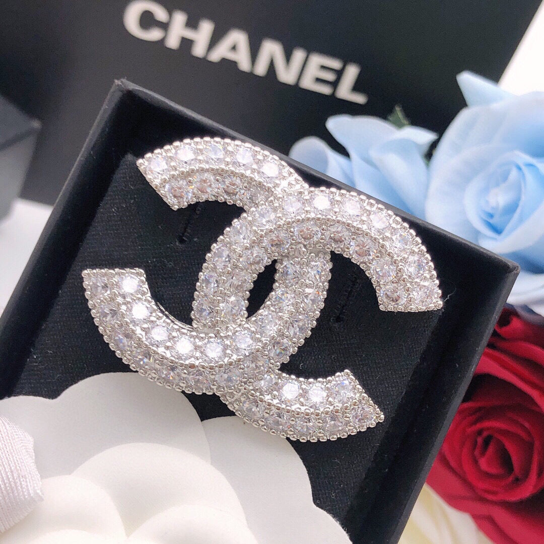 silver pearl inlaid Brooch for women - alternate angle view 2