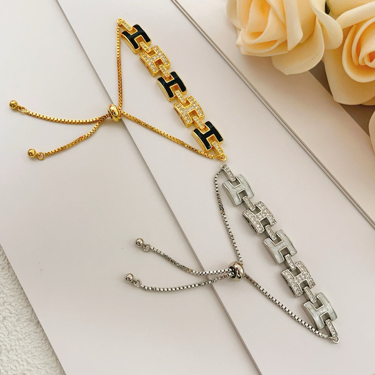 silver brass letter Bracelet for women - alternate angle view 6