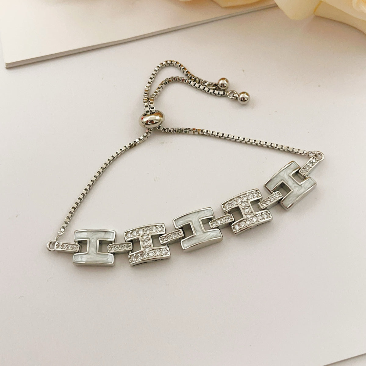 silver brass letter Bracelet for women - alternate angle view 5