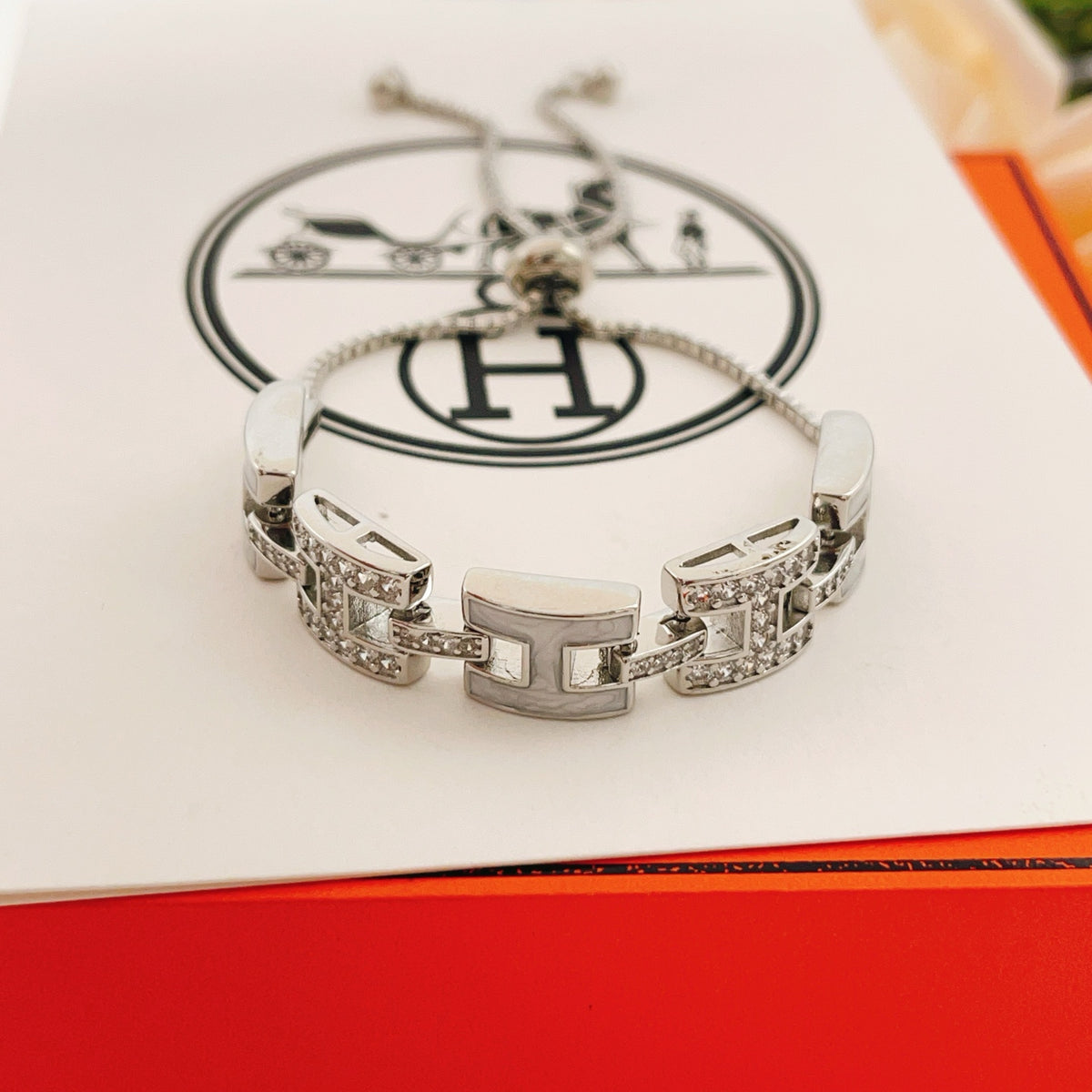 silver brass letter Bracelet for women - product detail view