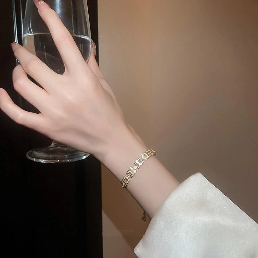 silver brass letter Bracelet for women - alternate angle view 7
