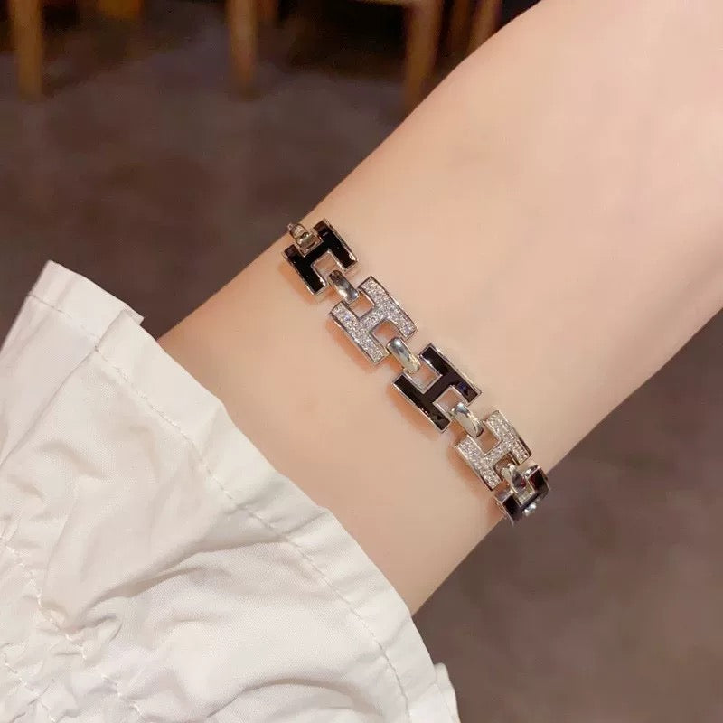 silver brass letter Bracelet for women - alternate angle view 10