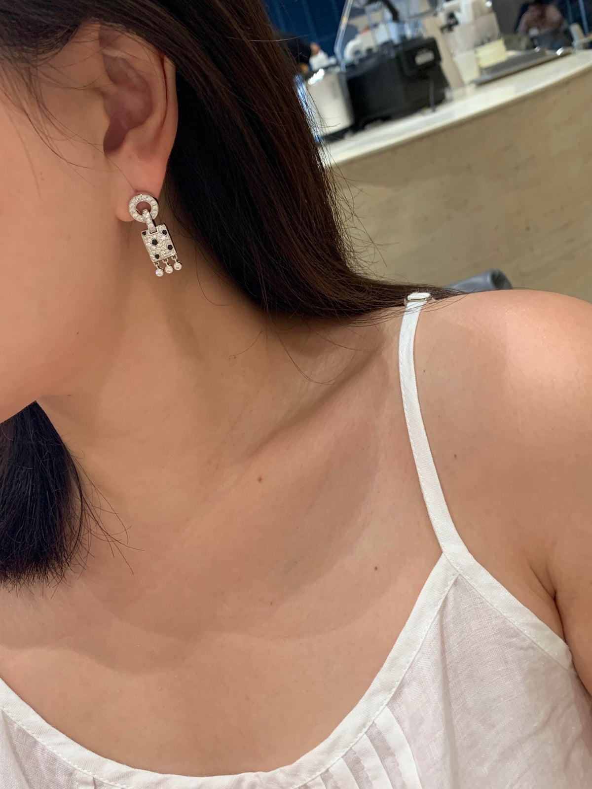 rose gold brass rose Stud Earrings for women - alternate angle view 9