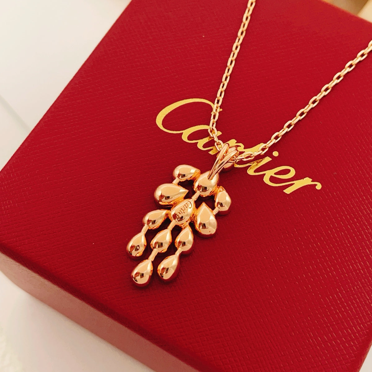 rose gold brass rose Necklace for women - alternate angle view 2