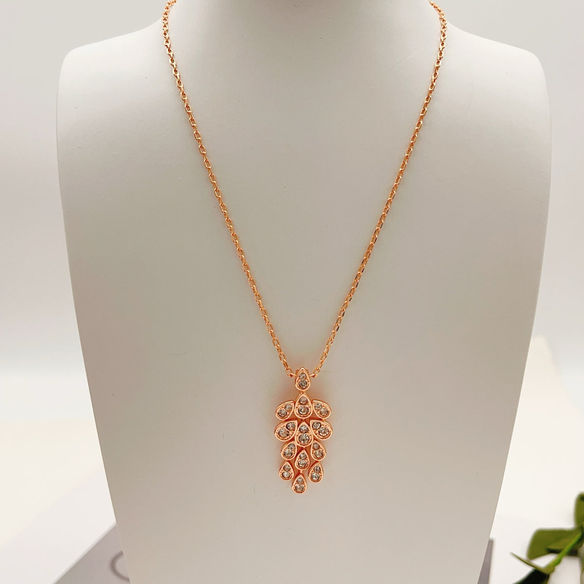 rose gold brass rose Necklace for women - alternate angle view 6