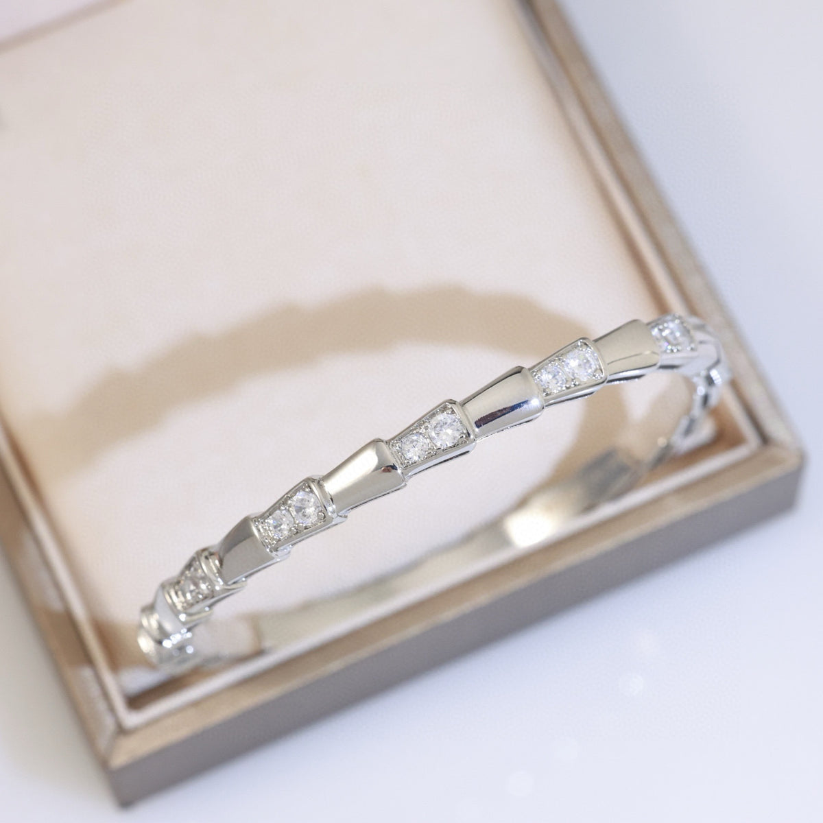 gold crystal crystal inlaid Bangle for women - alternate angle view 3