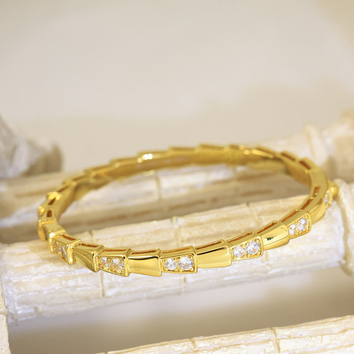 gold crystal crystal inlaid Bangle for women - alternate angle view 8