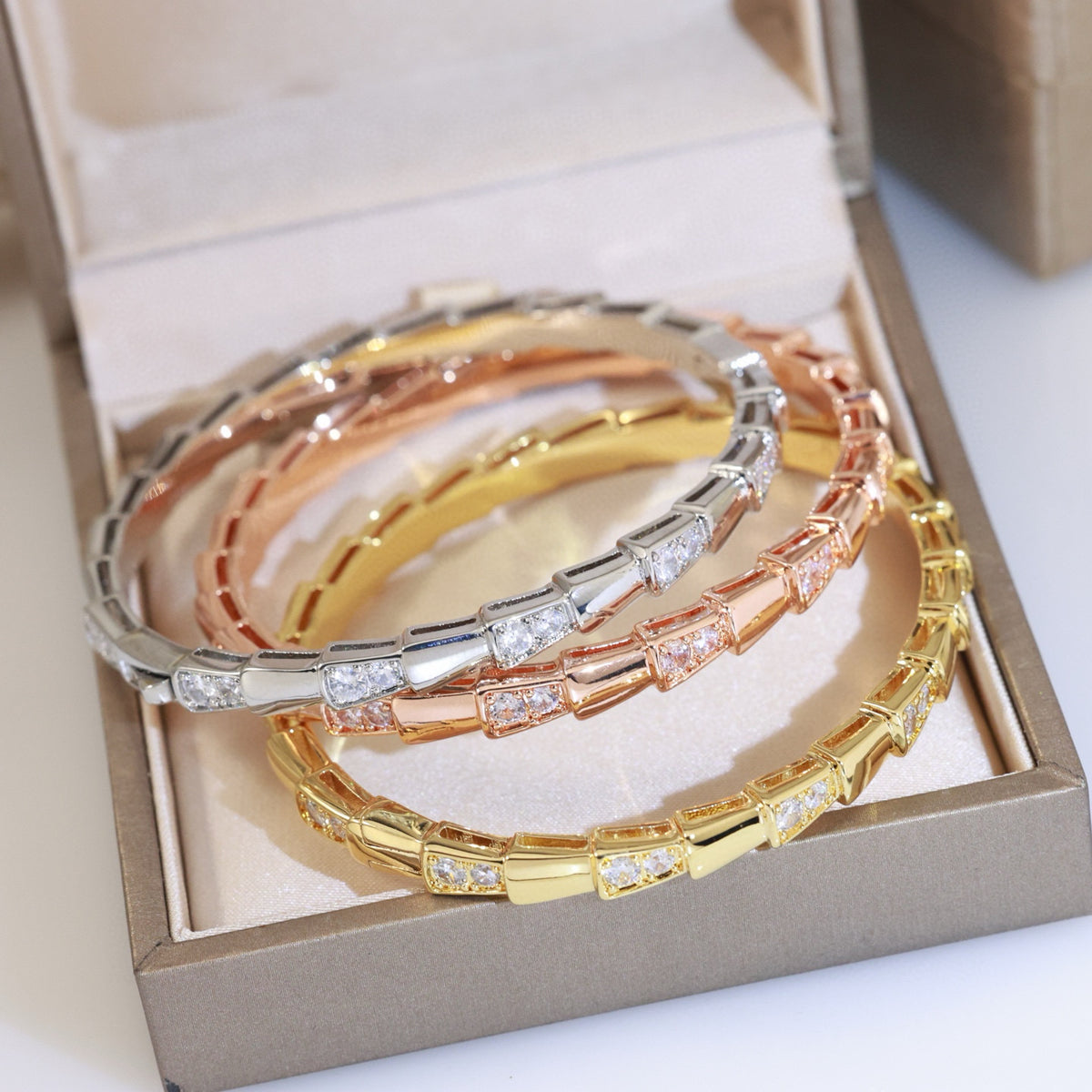 gold crystal crystal inlaid Bangle for women - product detail view