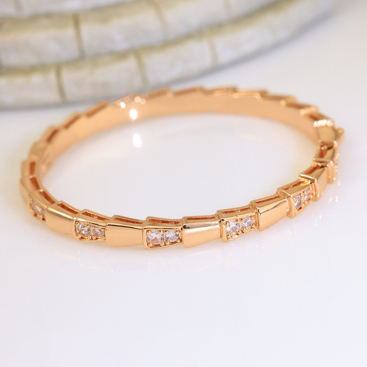 gold crystal crystal inlaid Bangle for women - alternate angle view 7