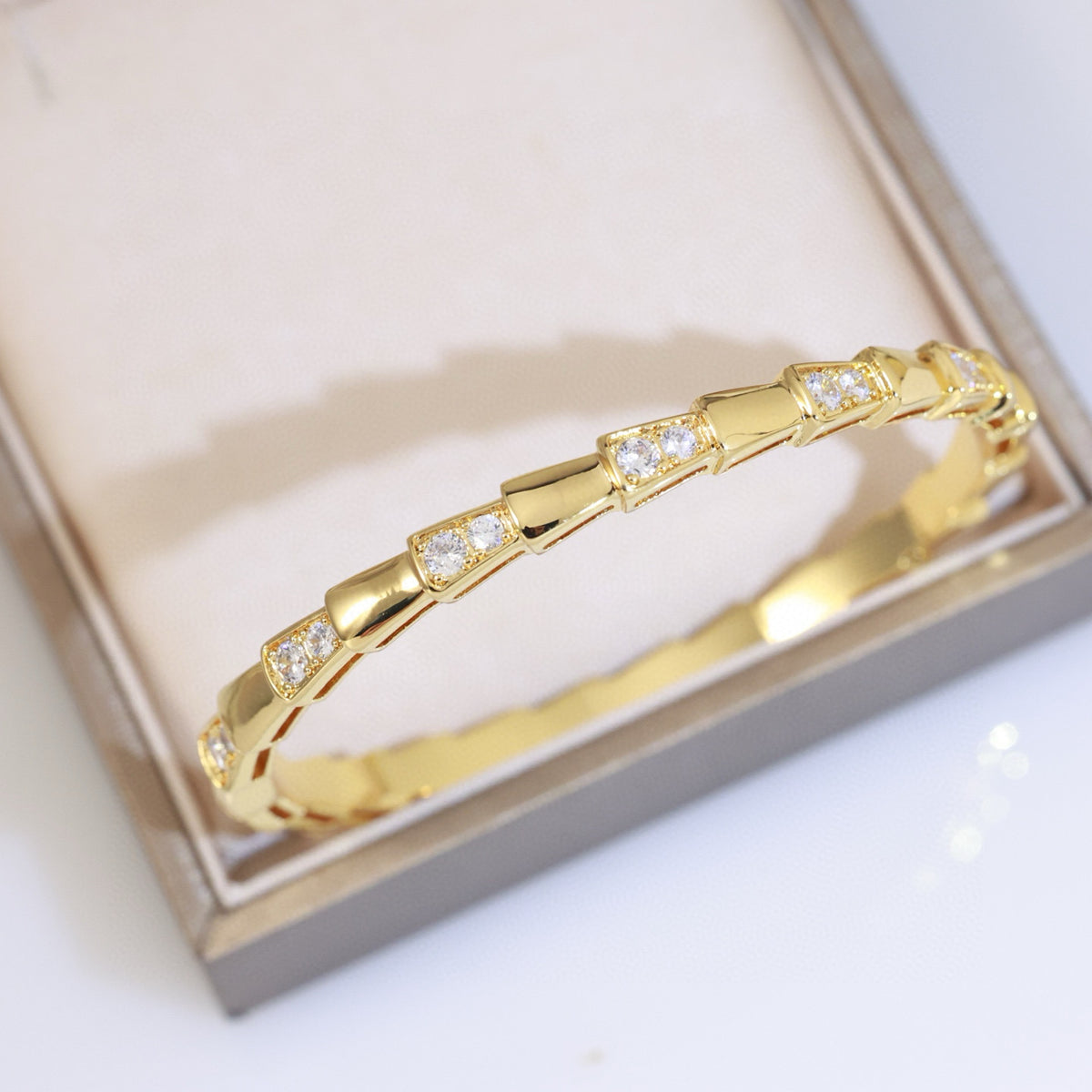gold crystal crystal inlaid Bangle for women - alternate angle view 2